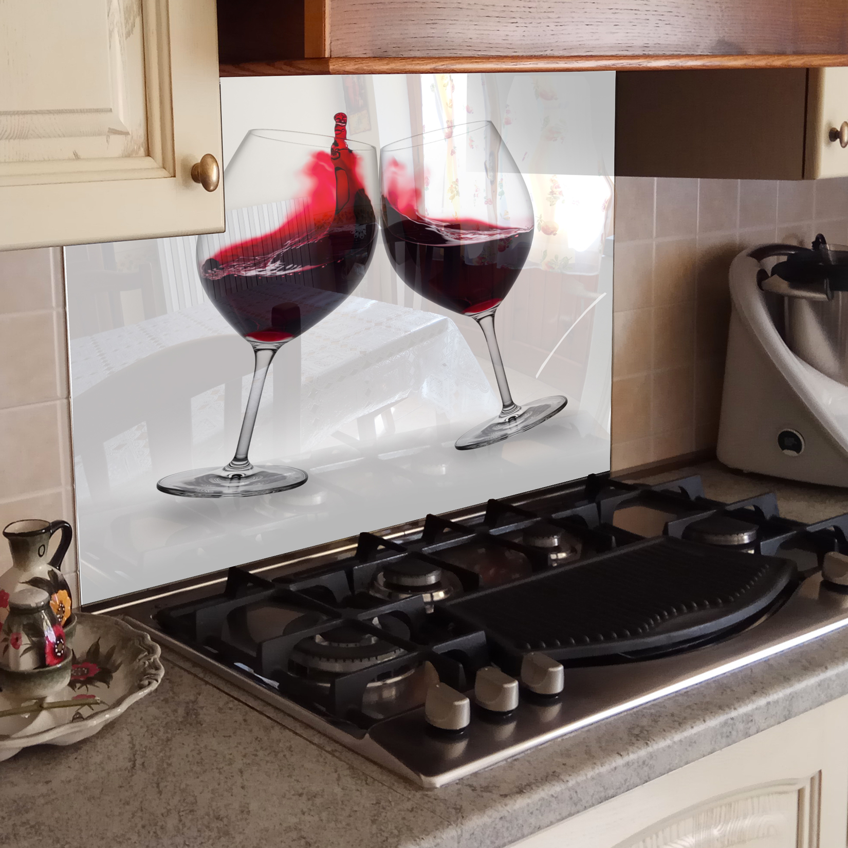 Kitchen Tempered Glass Splashback Protection Wine Drinking Red